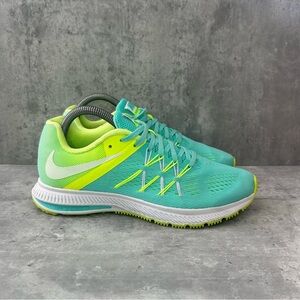 Nike Zoom Winflo 3 Running Shoes 831562-300 Womens sz 8.5 - teal/yellow